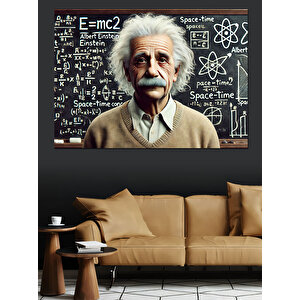 Einstein Ve Formüller Dekoratif Kanvas - Mdf Ahşap Tablo 50x70 cm