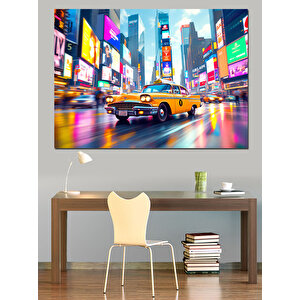 Times Meydanı Trafiği Dekoratif Kanvas - Mdf Ahşap Tablo 100x140 cm