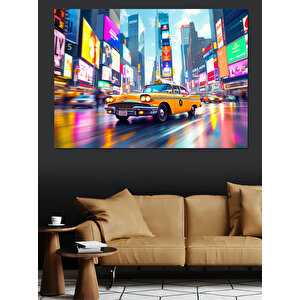 Times Meydanı Trafiği Dekoratif Kanvas - Mdf Ahşap Tablo 100x140 cm