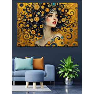 Sarı Saçlı Kadın Portresi Dekoratif Kanvas - Mdf Ahşap Tablo 100x140 cm