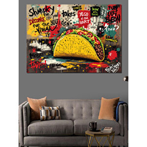 Grafiti Sanatında Taco Dekoratif Kanvas - Mdf Ahşap Tablo 100x140 cm