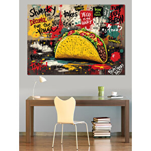 Grafiti Sanatında Taco Dekoratif Kanvas - Mdf Ahşap Tablo 100x140 cm