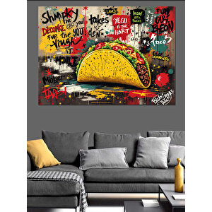 Grafiti Sanatında Taco Dekoratif Kanvas - Mdf Ahşap Tablo 100x140 cm