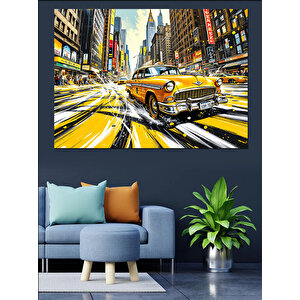 Sarı Taksi New York Dekoratif Kanvas - Mdf Ahşap Tablo