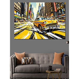 Sarı Taksi New York Dekoratif Kanvas - Mdf Ahşap Tablo