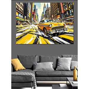Sarı Taksi New York Dekoratif Kanvas - Mdf Ahşap Tablo 100x140 cm