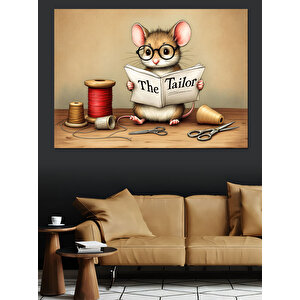 Dikişçi Terzi Fare Ve Makası Dekoratif Kanvas - Mdf Ahşap Tablo