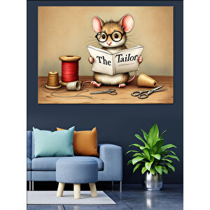 Dikişçi Terzi Fare Ve Makası Dekoratif Kanvas - Mdf Ahşap Tablo