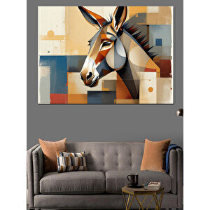 Soyut Renkli Eşek Portresi Dekoratif Kanvas - Mdf Ahşap Tablo 70x100 cm