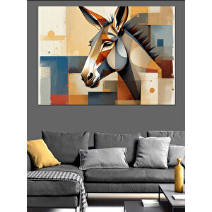 Soyut Renkli Eşek Portresi Dekoratif Kanvas - Mdf Ahşap Tablo