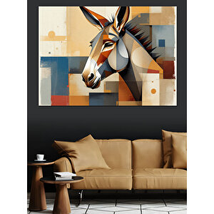 Soyut Renkli Eşek Portresi Dekoratif Kanvas - Mdf Ahşap Tablo