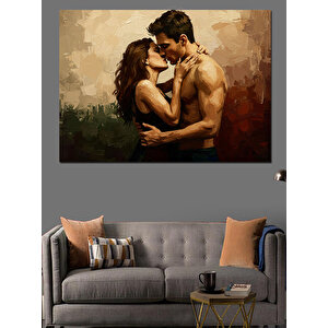 Tutkulu Sarılan Aşık Çift Dekoratif Kanvas - Mdf Ahşap Tablo 35x50 cm