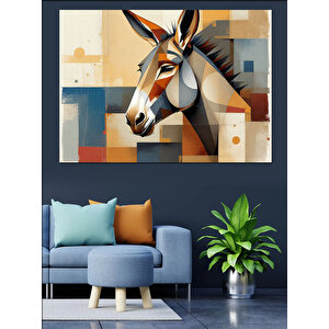 Soyut Renkli Eşek Portresi Dekoratif Kanvas - Mdf Ahşap Tablo 100x140 cm