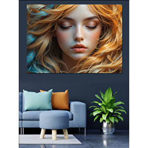 Altın Saçlı Düşsel Kadın Dekoratif Kanvas - Mdf Ahşap Tablo