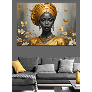 Altın Sarısı Sarıklı Kadın Dekoratif Kanvas - Mdf Ahşap Tablo