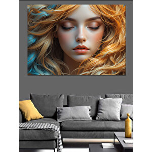 Altın Saçlı Düşsel Kadın Dekoratif Kanvas - Mdf Ahşap Tablo 50x70 cm