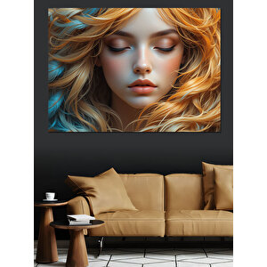 Altın Saçlı Düşsel Kadın Dekoratif Kanvas - Mdf Ahşap Tablo 50x70 cm