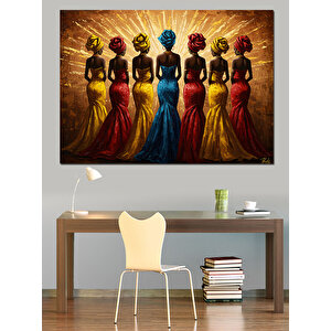 Geleneksel Kıyafetli Kadınlar Dizisi Dekoratif Kanvas - Mdf Ahşap Tablo 70x100 cm
