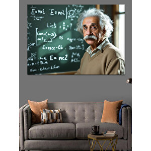 Bilim İnsanı Albert Einstein Dekoratif Kanvas - Mdf Ahşap Tablo 70x100 cm