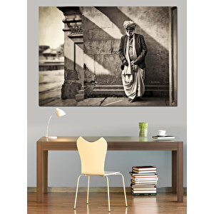 Siyah Beyaz Yaşlı Adam Dekoratif Kanvas - Mdf Ahşap Tablo 100x140 cm