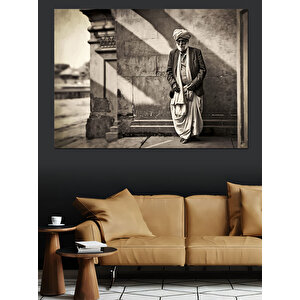 Siyah Beyaz Yaşlı Adam Dekoratif Kanvas - Mdf Ahşap Tablo 100x140 cm