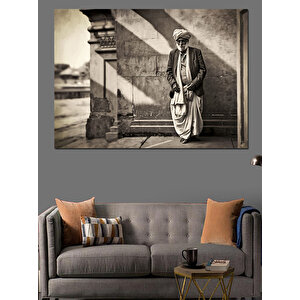 Siyah Beyaz Yaşlı Adam Dekoratif Kanvas - Mdf Ahşap Tablo