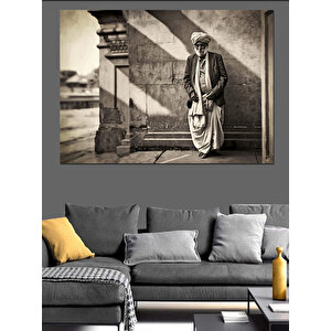 Siyah Beyaz Yaşlı Adam Dekoratif Kanvas - Mdf Ahşap Tablo 25x35 cm