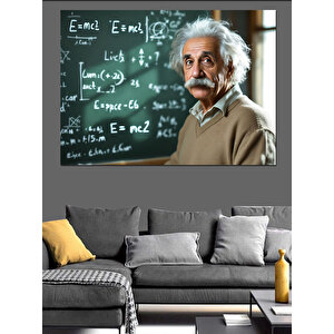 Bilim İnsanı Albert Einstein Dekoratif Kanvas - Mdf Ahşap Tablo