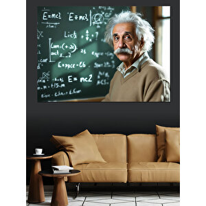 Bilim İnsanı Albert Einstein Dekoratif Kanvas - Mdf Ahşap Tablo