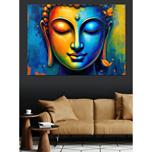 Renkli Meditasyon Buda Portresi Dekoratif Kanvas - Mdf Ahşap Tablo 35x50 cm