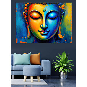 Renkli Meditasyon Buda Portresi Dekoratif Kanvas - Mdf Ahşap Tablo 35x50 cm