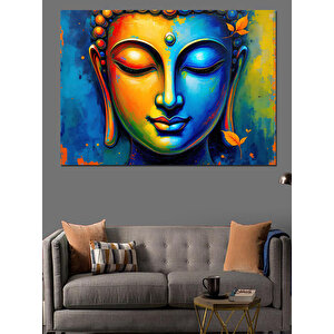 Renkli Meditasyon Buda Portresi Dekoratif Kanvas - Mdf Ahşap Tablo 35x50 cm