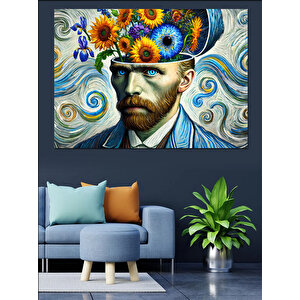Van Gogh Tarzı Renkli Adam Dekoratif Kanvas - Mdf Ahşap Tablo 25x35 cm