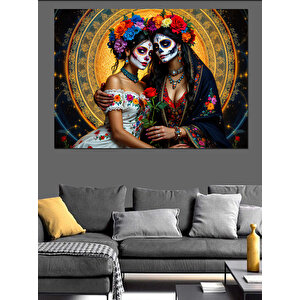 Aşık Şeker Kafatası Çifti Dekoratif Kanvas - Mdf Ahşap Tablo