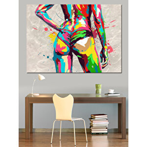 Soyut Renkli Kadın Silueti Dekoratif Kanvas - Mdf Ahşap Tablo 100x140 cm