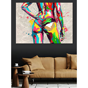 Soyut Renkli Kadın Silueti Dekoratif Kanvas - Mdf Ahşap Tablo 100x140 cm