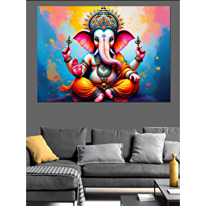 Renkli Ganeşa Tanrı İllüstrasyonu Dekoratif Kanvas - Mdf Ahşap Tablo 50x70 cm