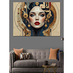 Soyut Makyajlı Kadın Portresi Dekoratif Kanvas - Mdf Ahşap Tablo 100x140 cm