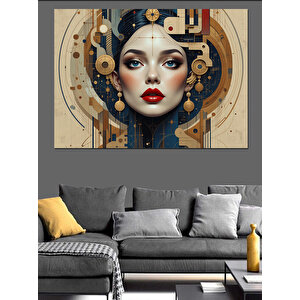 Soyut Makyajlı Kadın Portresi Dekoratif Kanvas - Mdf Ahşap Tablo 100x140 cm