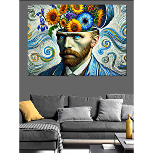 Van Gogh Tarzı Renkli Adam Dekoratif Kanvas - Mdf Ahşap Tablo 70x100 cm