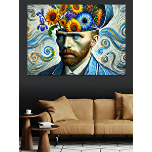 Van Gogh Tarzı Renkli Adam Dekoratif Kanvas - Mdf Ahşap Tablo 70x100 cm