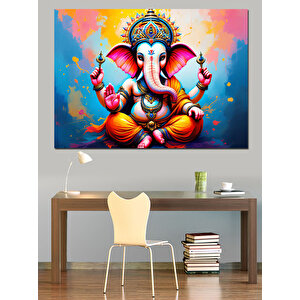 Renkli Ganeşa Tanrı İllüstrasyonu Dekoratif Kanvas - Mdf Ahşap Tablo 35x50 cm