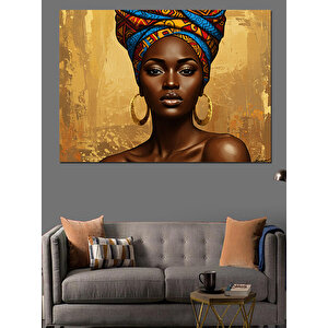 Altın Arka Plan Kadın Dekoratif Kanvas - Mdf Ahşap Tablo 70x100 cm