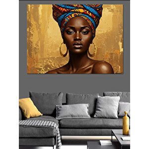 Altın Arka Plan Kadın Dekoratif Kanvas - Mdf Ahşap Tablo