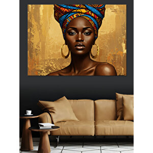 Altın Arka Plan Kadın Dekoratif Kanvas - Mdf Ahşap Tablo
