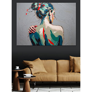 Soyut Renkli Sırt Portresi Dekoratif Kanvas - Mdf Ahşap Tablo