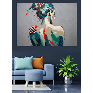 Soyut Renkli Sırt Portresi Dekoratif Kanvas - Mdf Ahşap Tablo