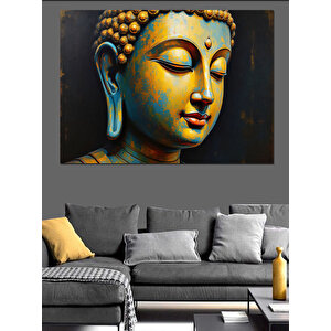 Sakin Duruşlu Buda Dekoratif Kanvas - Mdf Ahşap Tablo 100x140 cm