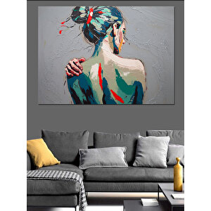 Soyut Renkli Sırt Portresi Dekoratif Kanvas - Mdf Ahşap Tablo 100x140 cm