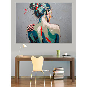 Soyut Renkli Sırt Portresi Dekoratif Kanvas - Mdf Ahşap Tablo 35x50 cm
